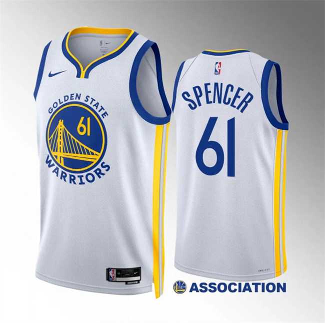 Men%27s Golden State Warriors #61 Pat Spencer White Association Edition Stitched Basketball Jersey Dzhi